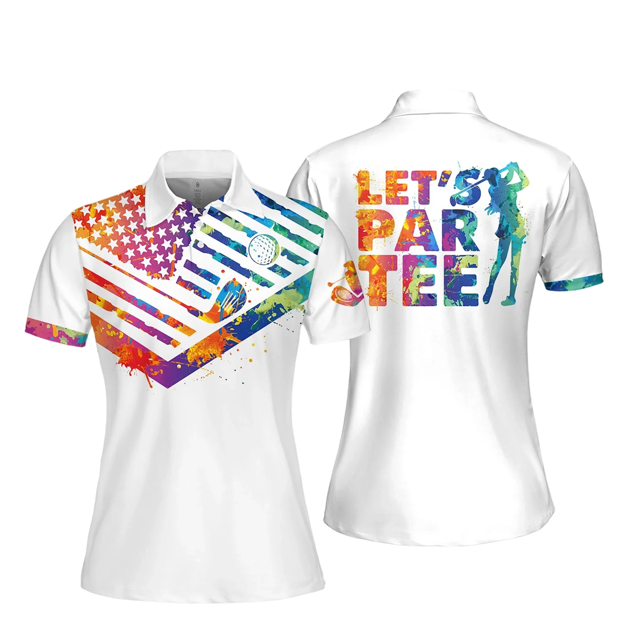 Watercolor Lets Par Tee Women Short Sleeve Polo Shirt Sleeveless Golf Polo Shirt