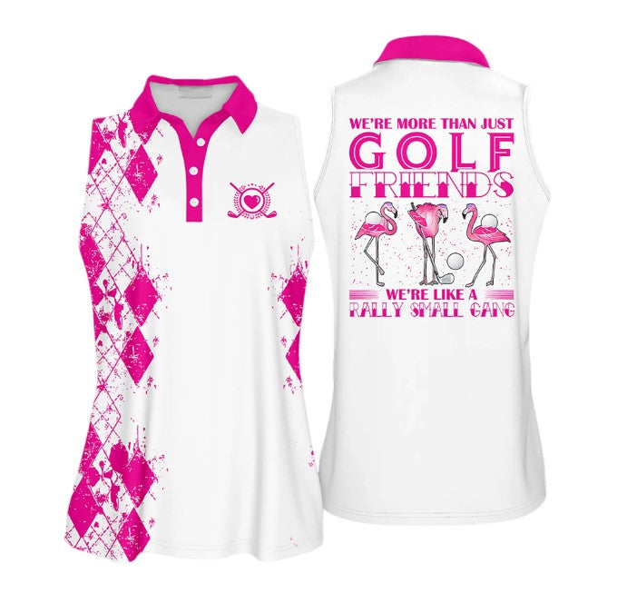 We''re More Than Just Golf Friends Flamingo Sleeveless Polo Shirt/ Golf shirt/ Gift for golf lover