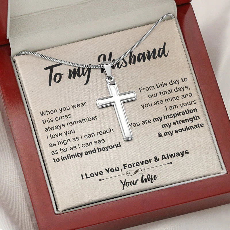 I Love You To Infinity And Beyond/ Personalized Cross Necklace/ Gifts For Him