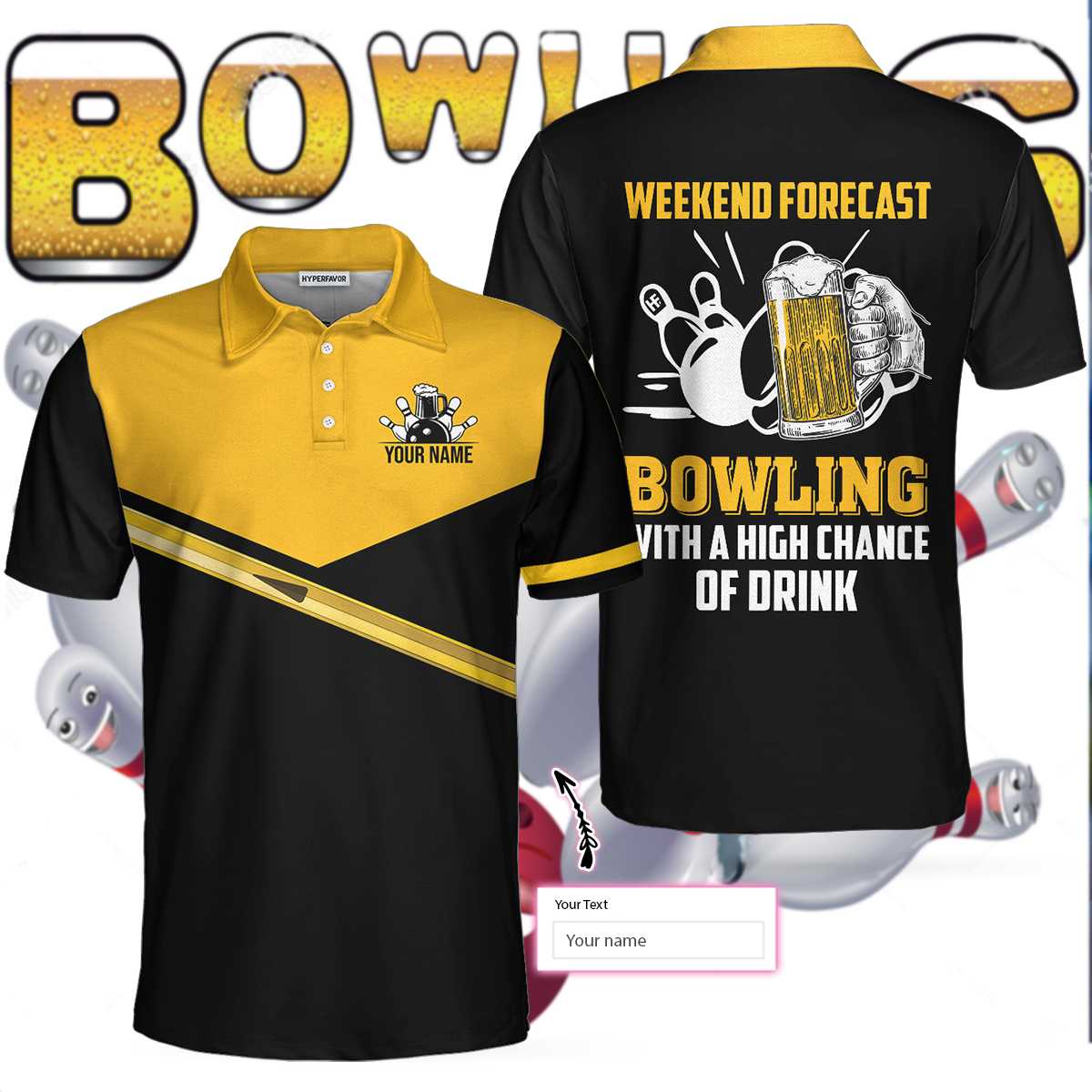 Weekend Forecast Bowling With A High Chance Of Drink Custom Polo Shirt/ Personalized Bowling Shirt For Beer Lovers Coolspod