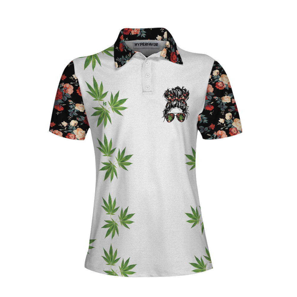 Weekend Forecast Smoking Weed Women Short Sleeve Polo Shirt/ Floral And Weed Leaf Graphics Polo Shirt Coolspod