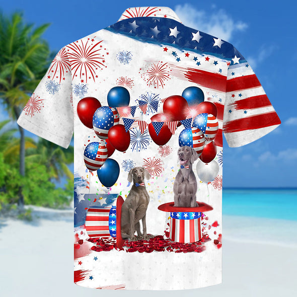 Weimaraner Independence Day Hawaiian Shirt for men and women/ 4th of july hawaiian shirt