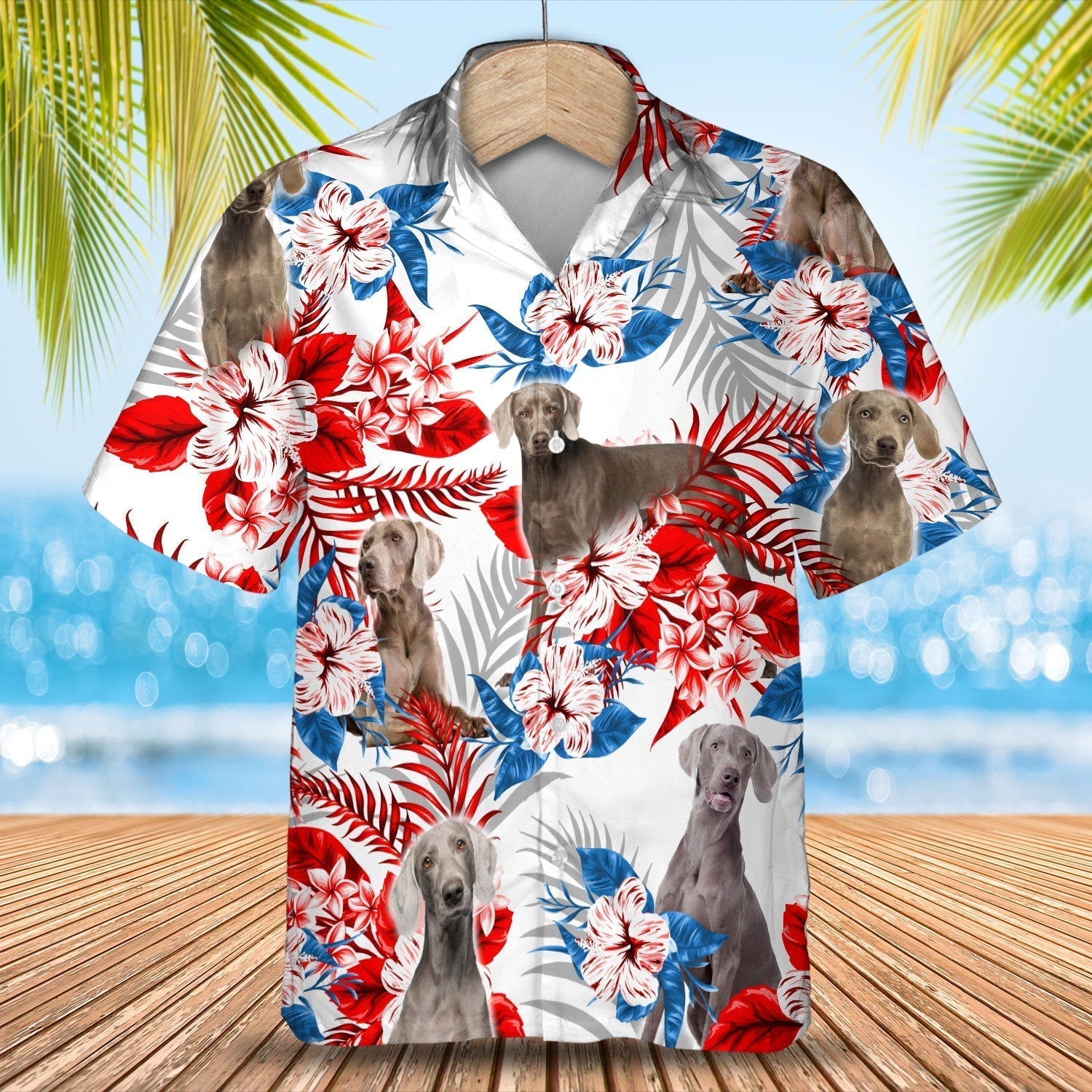 Weimaraner Hawaiian Shirt - Gift for Summer/ Summer aloha shirt/ Hawaiian shirt for Men and women