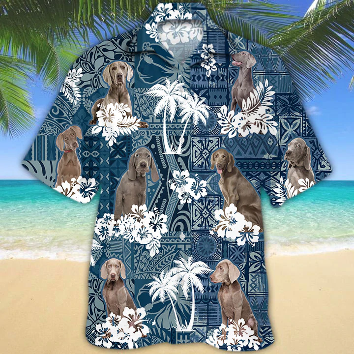 Weimaraner Hawaiian Shirt/ Flowers Aloha Shirt For Dog Lovers/ Men''s Hawaiian shirt/ Women''s Hawaiian shirt