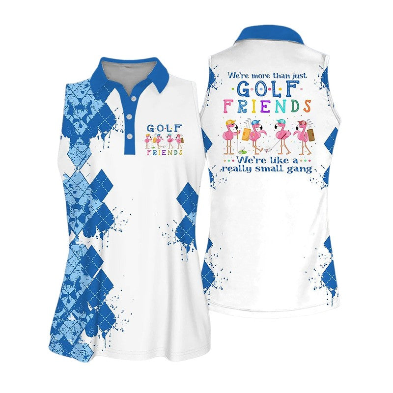 Were More Than Just Golf Friends Muticolor Flamingo Sleeveless Polo Shirt for women