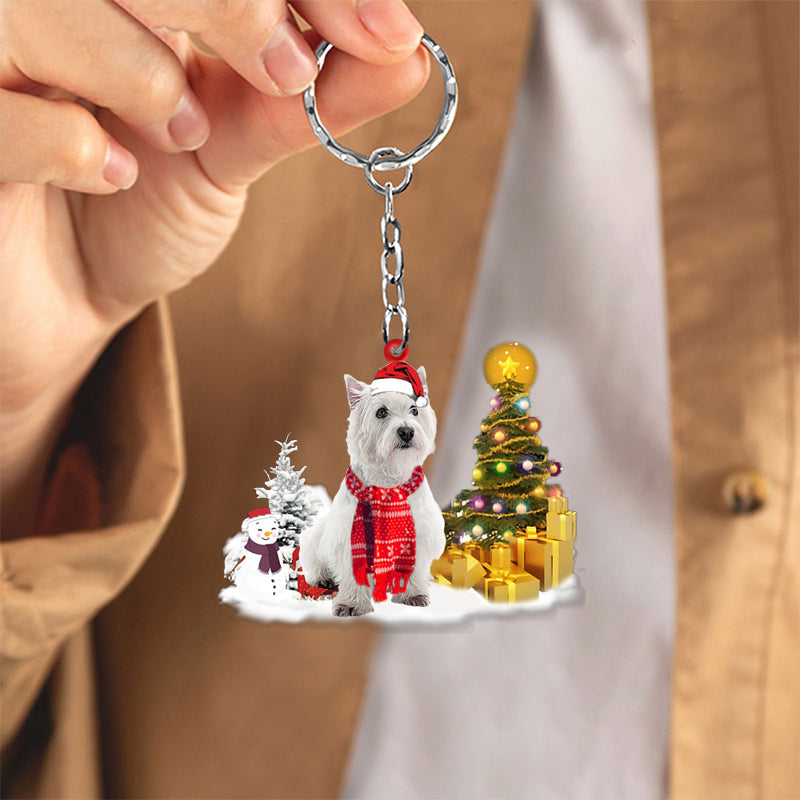 West Highland White Terrier Early Merry Christmas Acrylic Keychain Dog Keychain