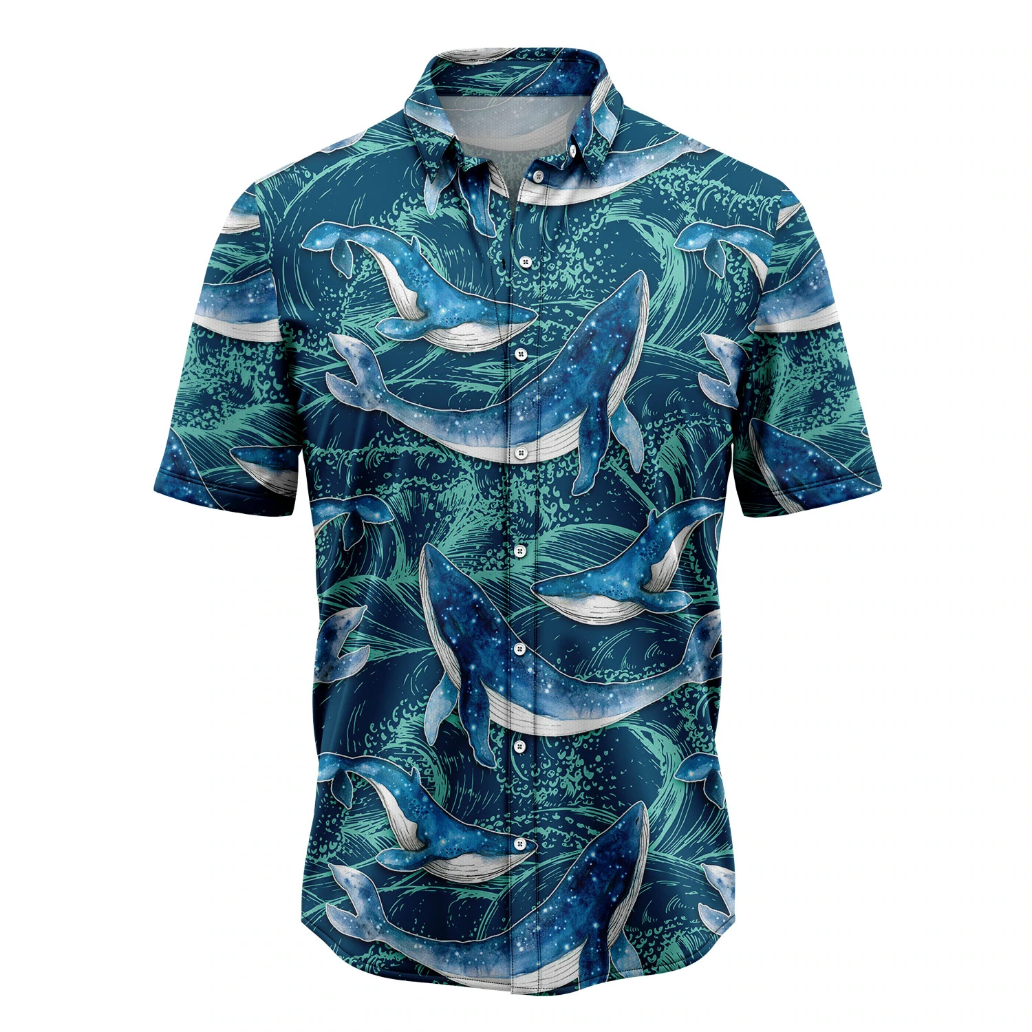Whale Waves Hawaiian Shirt/ Summer gift/ Hawaiian Shirts for Men/ Aloha Beach Shirt