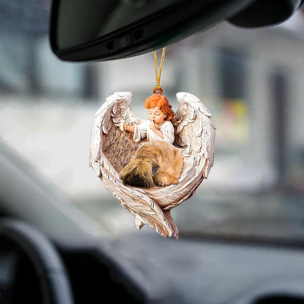 Wheaten Terrier Sleeping Protected By Angel Car Hanging Ornament Christmas Tree Ornaments