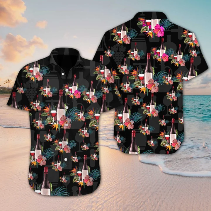 Wine Flower At Dark Night Hawaiian Shirt/ hawaiian shirt for men