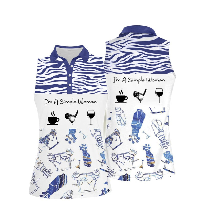 Im A Simple Women Golf Sleeveless Polo Shirt/ Women''s Sleeveless Polo Shirts Quick Dry Golf Tennis Shirt
