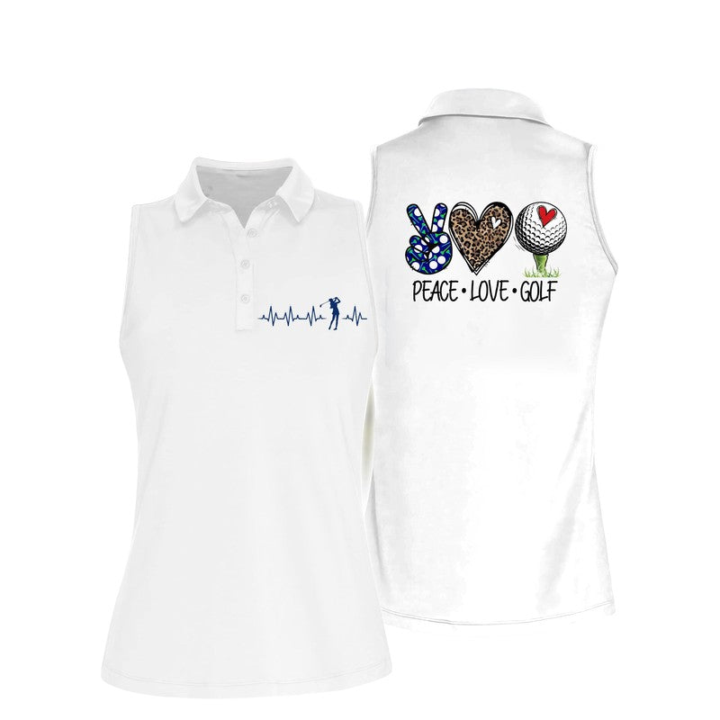 Peace Love Golf Sleeveless Polo Shirt/ Women''s Sleeveless Polo Shirts Quick Dry Golf Tennis Shirt