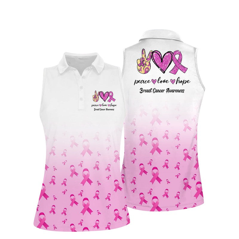 Peace Love Hope Sleeveless Polo Shirt/ Women''s Sleeveless Polo Shirts Quick Dry Golf Tennis Shirt