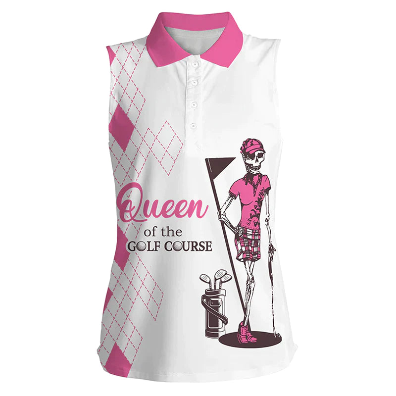 Womens sleeveless polo shirts golf skull women of the golf course/ Golf shirt/ Gift for golf lover