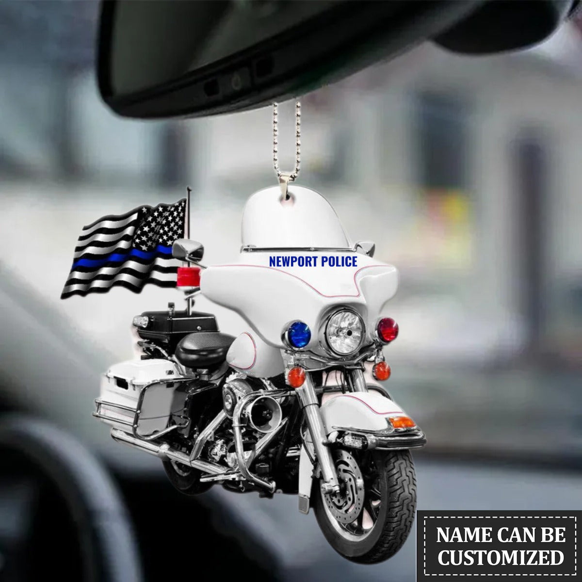Police motorcycle Personalized Flat Car Ornament
