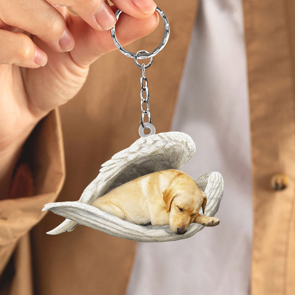 Yellow Labrador Sleeping Angel Acrylic Keychain Dog Sleeping keychain
