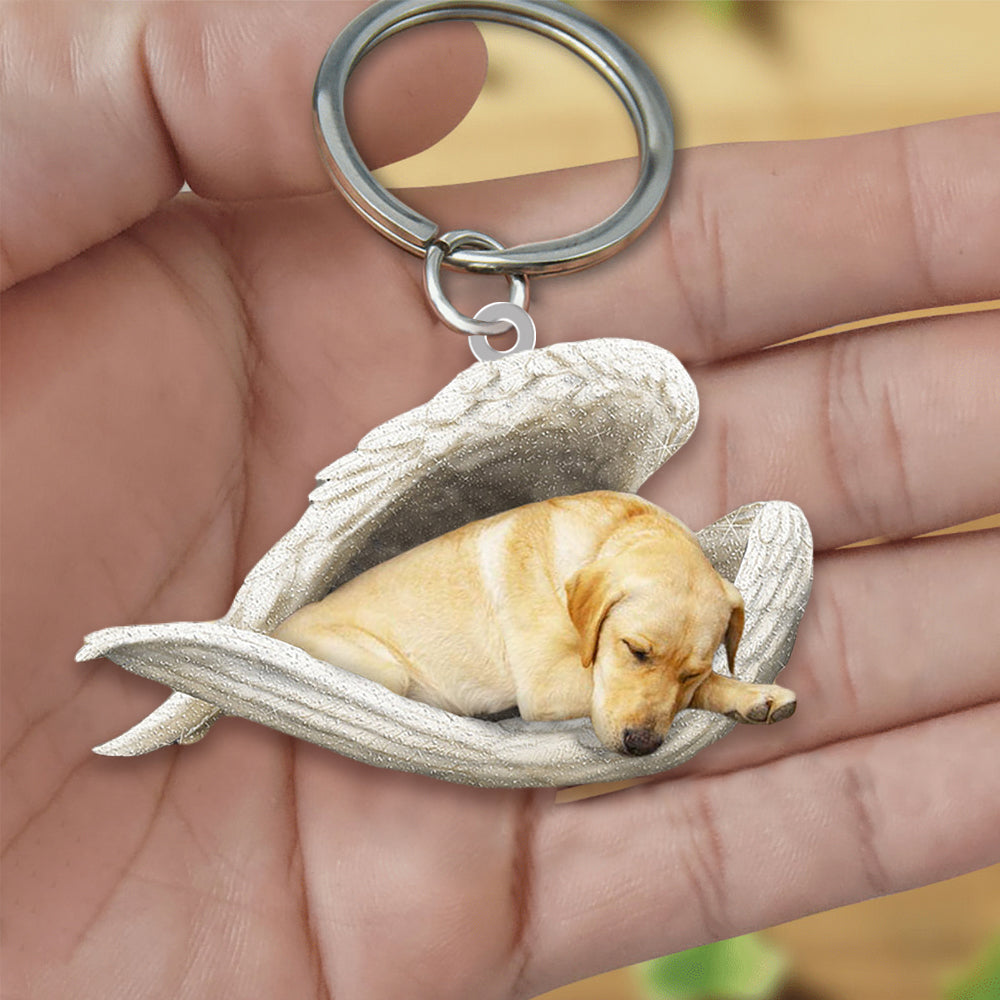Yellow Labrador Sleeping Angel Acrylic Keychain Dog Sleeping keychain