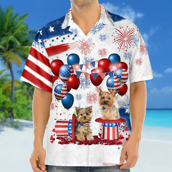 Yorkshire Terrier Independence Day Hawaiian Shirt for men and women/ 4th of july hawaiian shirt