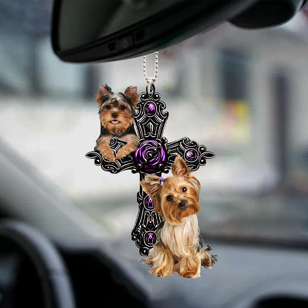 Yorkshire Terrier Pray For God Car Hanging Ornament Dog Pray For God Ornament Coolspod