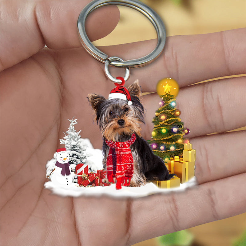 Yorkshire Terrier Early Merry Christmas Acrylic Keychain Dog Keychain
