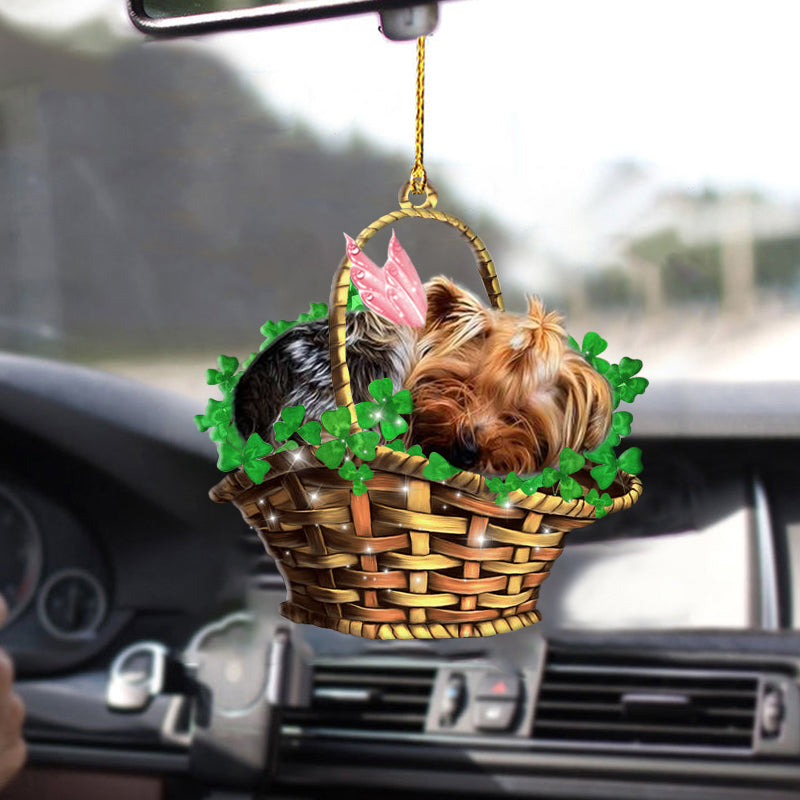 Yorkshire terrier Sleeping Lucky Fairy Two Sided Car Ornament