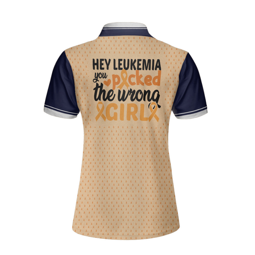 You Picked The Wrong Girl Leukemia Awareness Short Sleeve Women Polo Shirt/ Leukemia Shirt For Women/ Gift For Someone With Leukemia Coolspod
