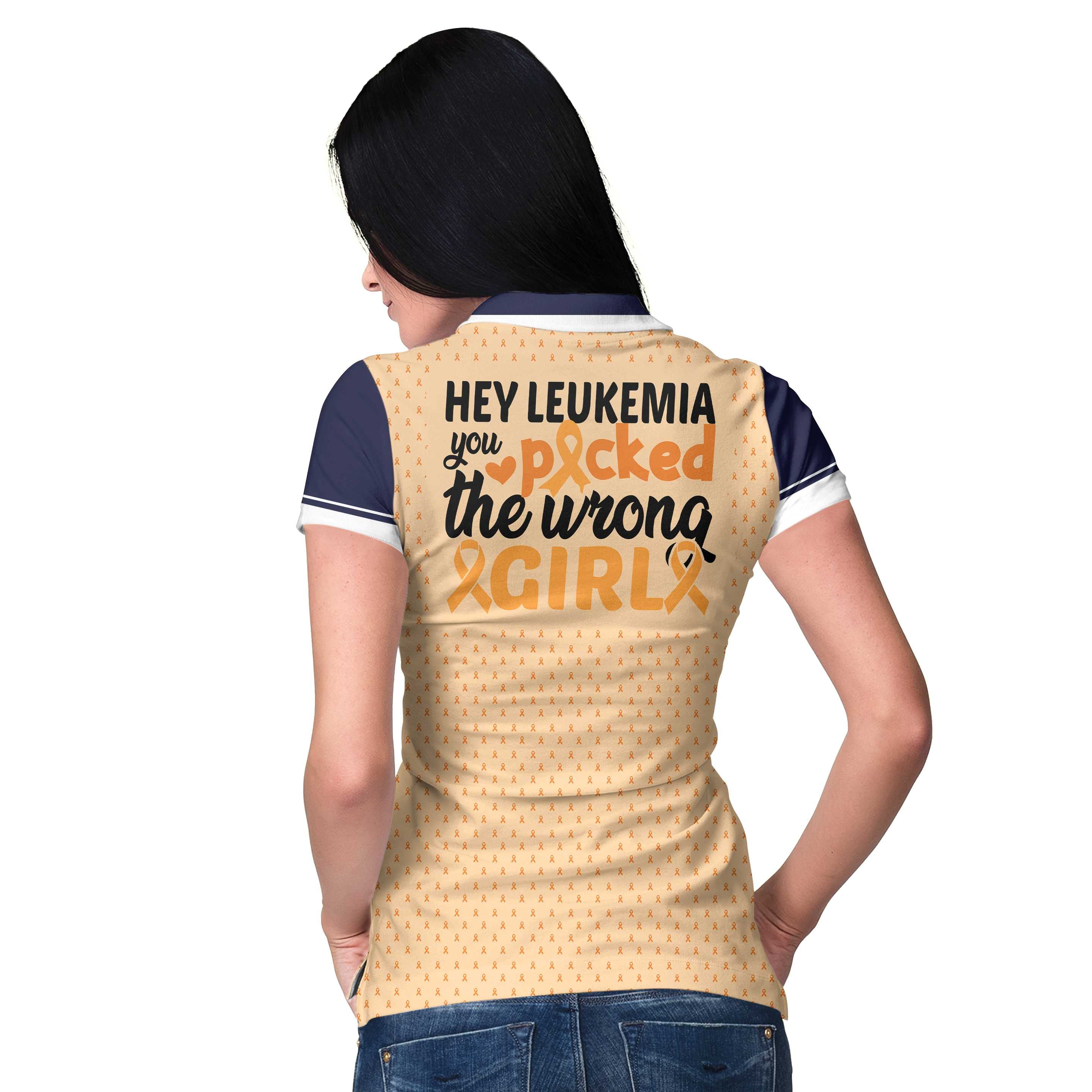 You Picked The Wrong Girl Leukemia Awareness Short Sleeve Women Polo Shirt/ Leukemia Shirt For Women/ Gift For Someone With Leukemia Coolspod