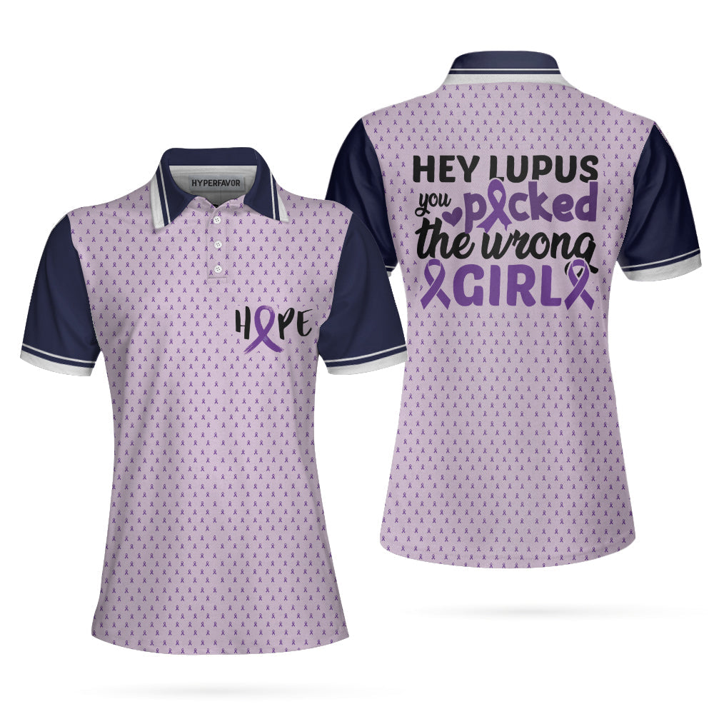 You Picked The Wrong Girl Lupus Awareness Short Sleeve Women Polo Shirt/ Purple Lupus Awareness Month Shirt Coolspod