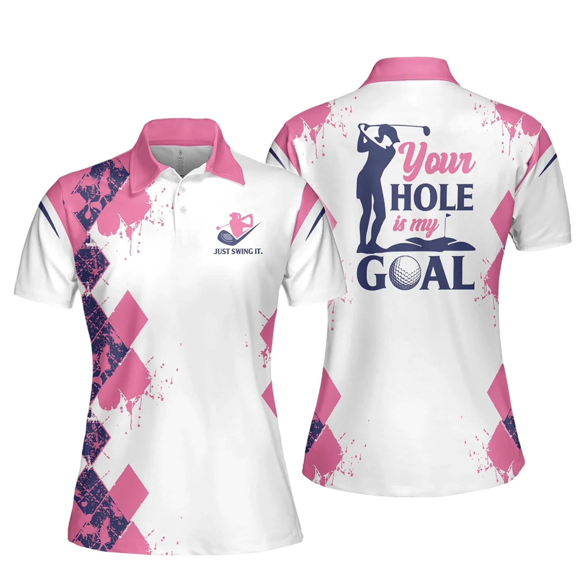 Golf Polo Shirts for Women Sleeveless Summer Sports/ Your Hole Is My Goal Women Short Sleeve Polo Shirt