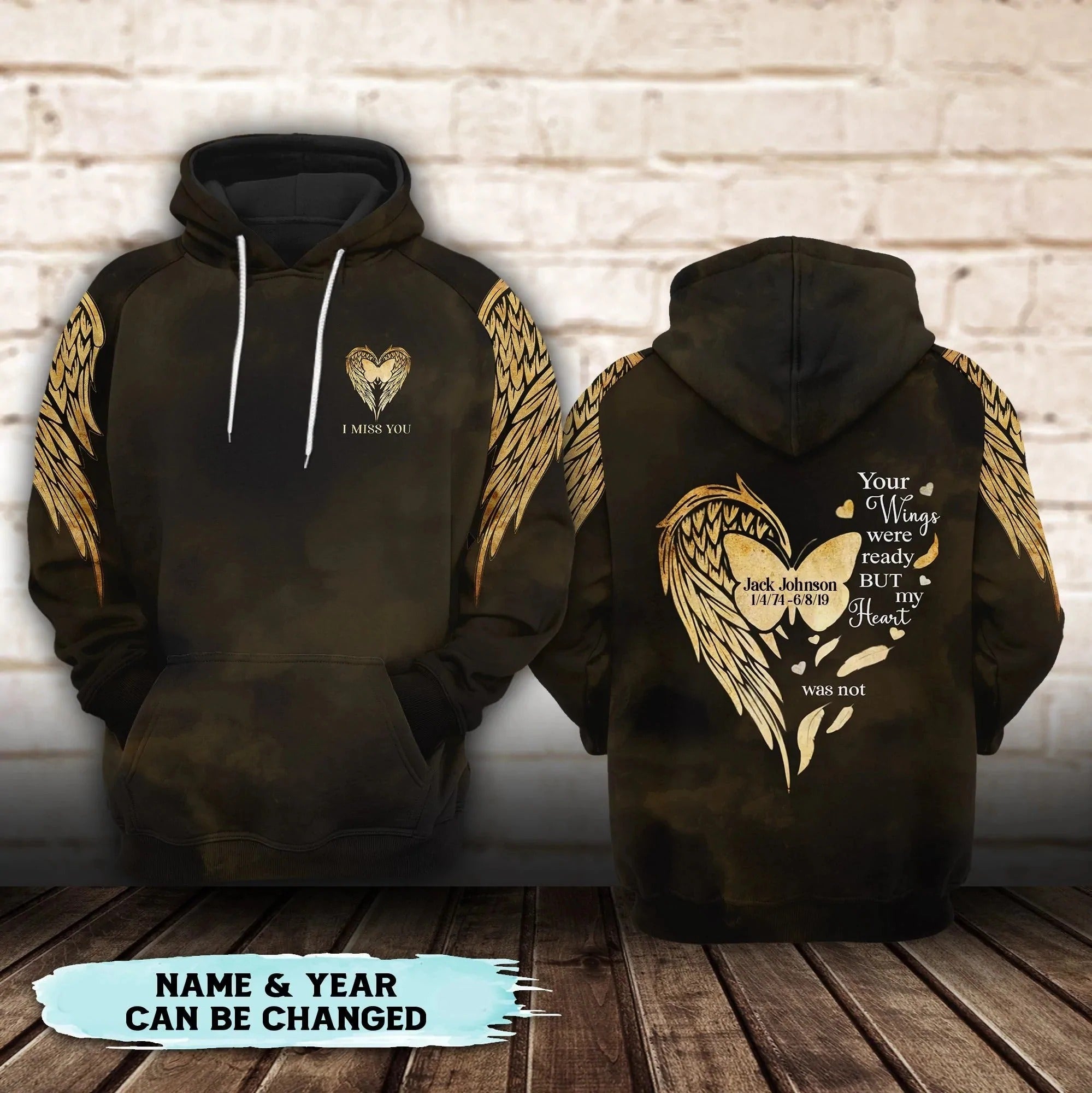 Personalized Memorial Hoodie Loss Of Brother Loss Of Sisster Hoodie 3D Print Your Wings Were Ready But My Heart Was Not