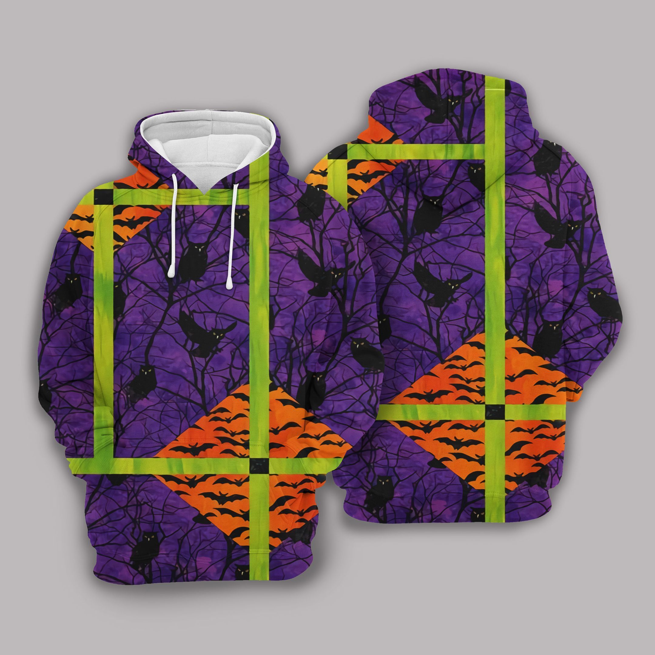 3D All Over Printed Purple Hoodie For Halloween