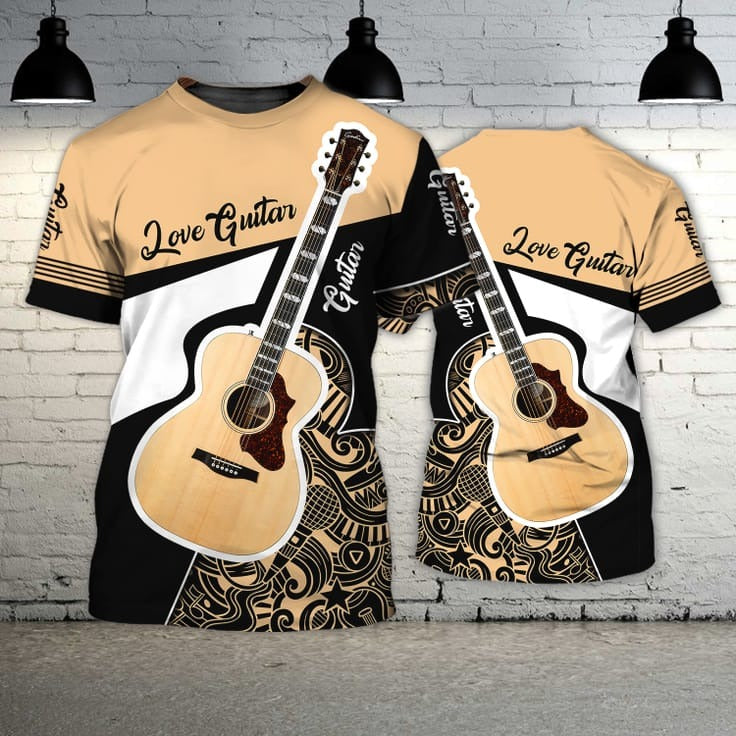 3D All Over Printed Love Guitar T Shirt/ Guitar Shirts