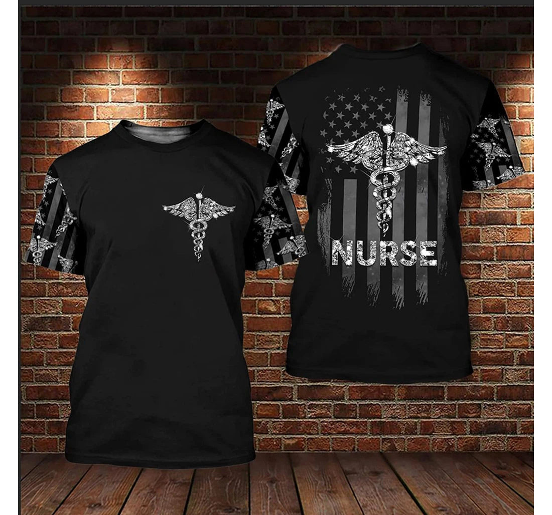Nurse American Flag Diamond Flag 3D Printed Shirt/ Nurse Uniform 3D TShirt