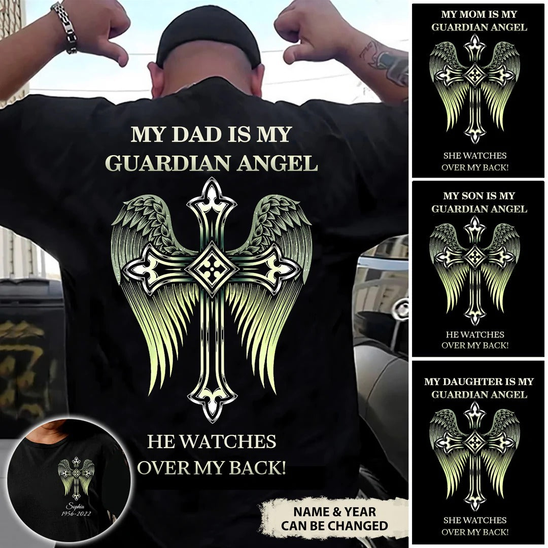My Love Watches Over My Back Personalized 3D All Over Print T Shirt/ Memorial Shirt