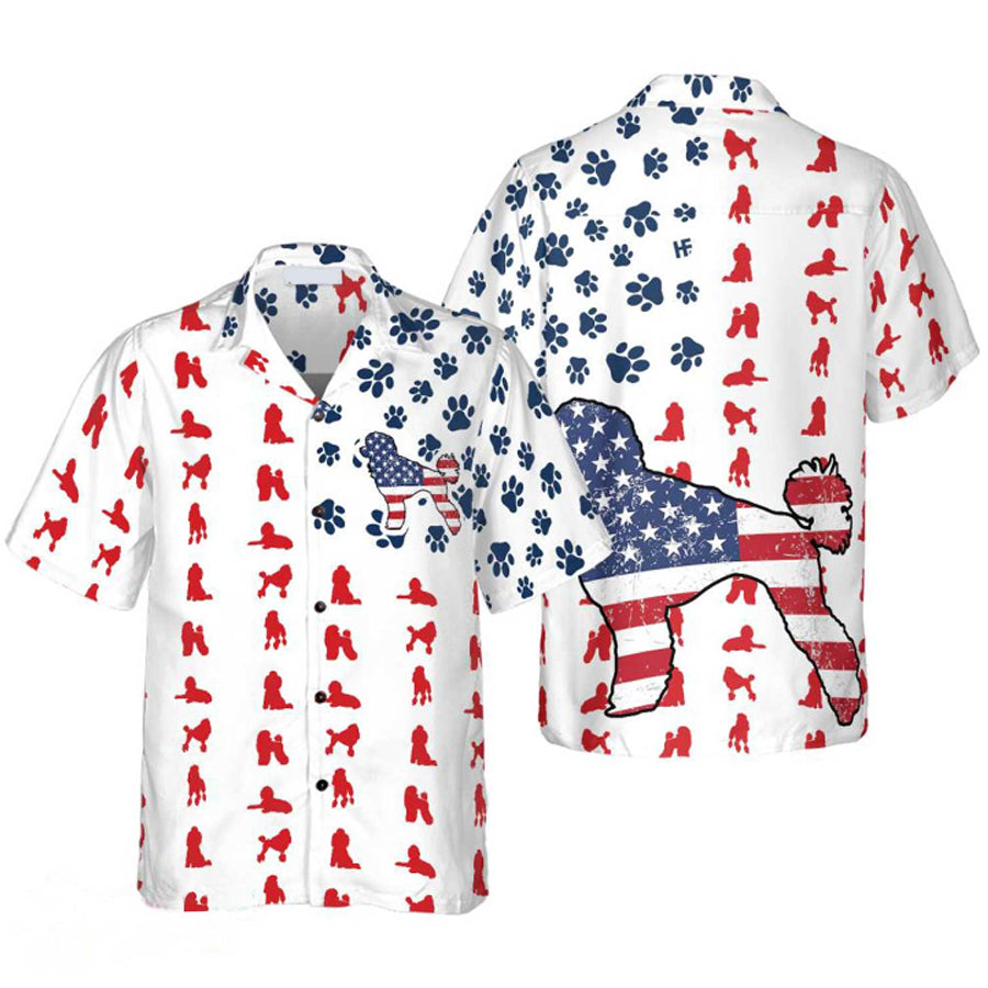 Poodles American Flag Hawaiian Shirt For Men Women/ Gift For Dog Lovers/ 4th Of July Party/ Independence Day