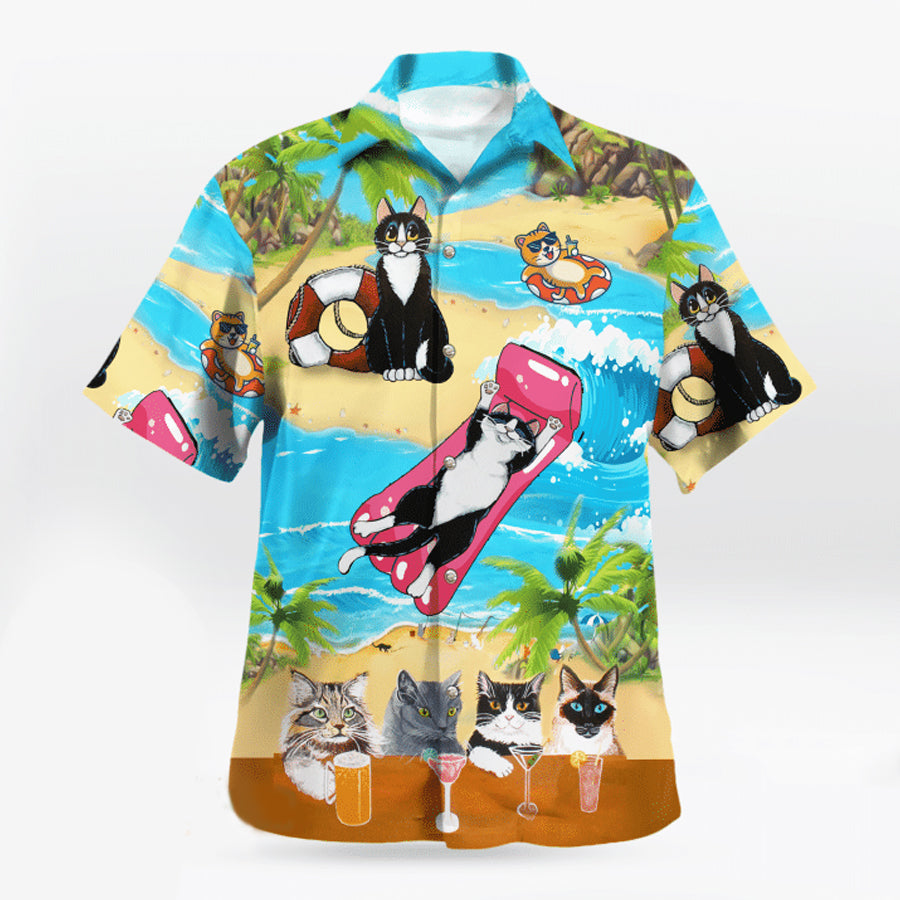 Cat Hawaiian Shirts/ Cat Vintage Beach Shirt/ Gift For Him