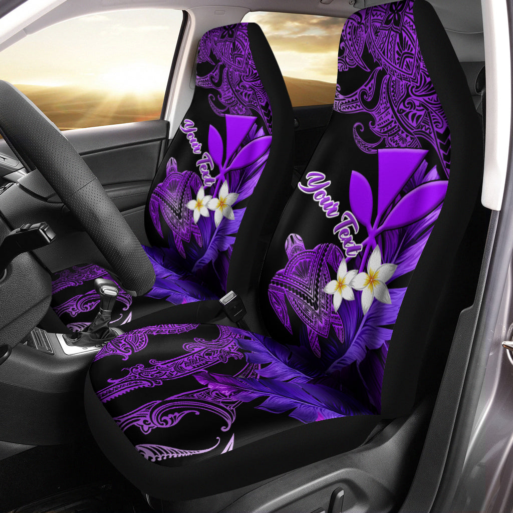 Custom Turtle With Plumeria Leaf Purple Car Seat Covers