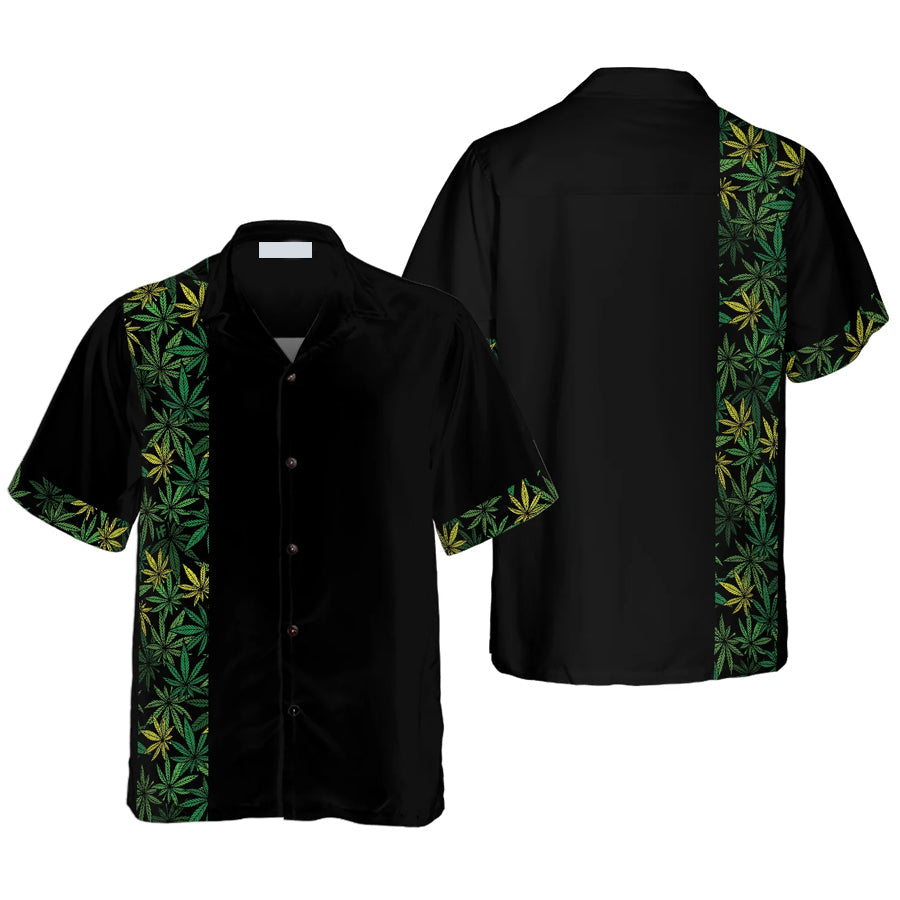 Retro Cannabis Marijuana Leaves Hawaiian Shirt/ Colorful Summer Aloha Shirt For Men