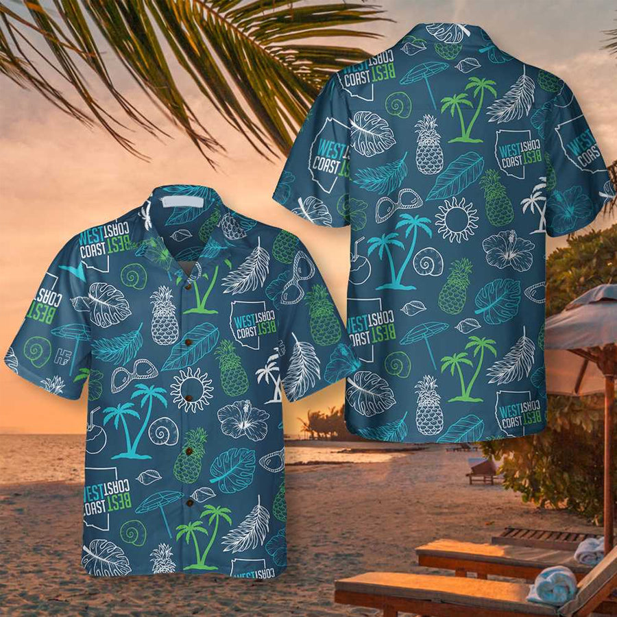 West Coast Best Coast Tropical Hawaiian Shirt for Men and women