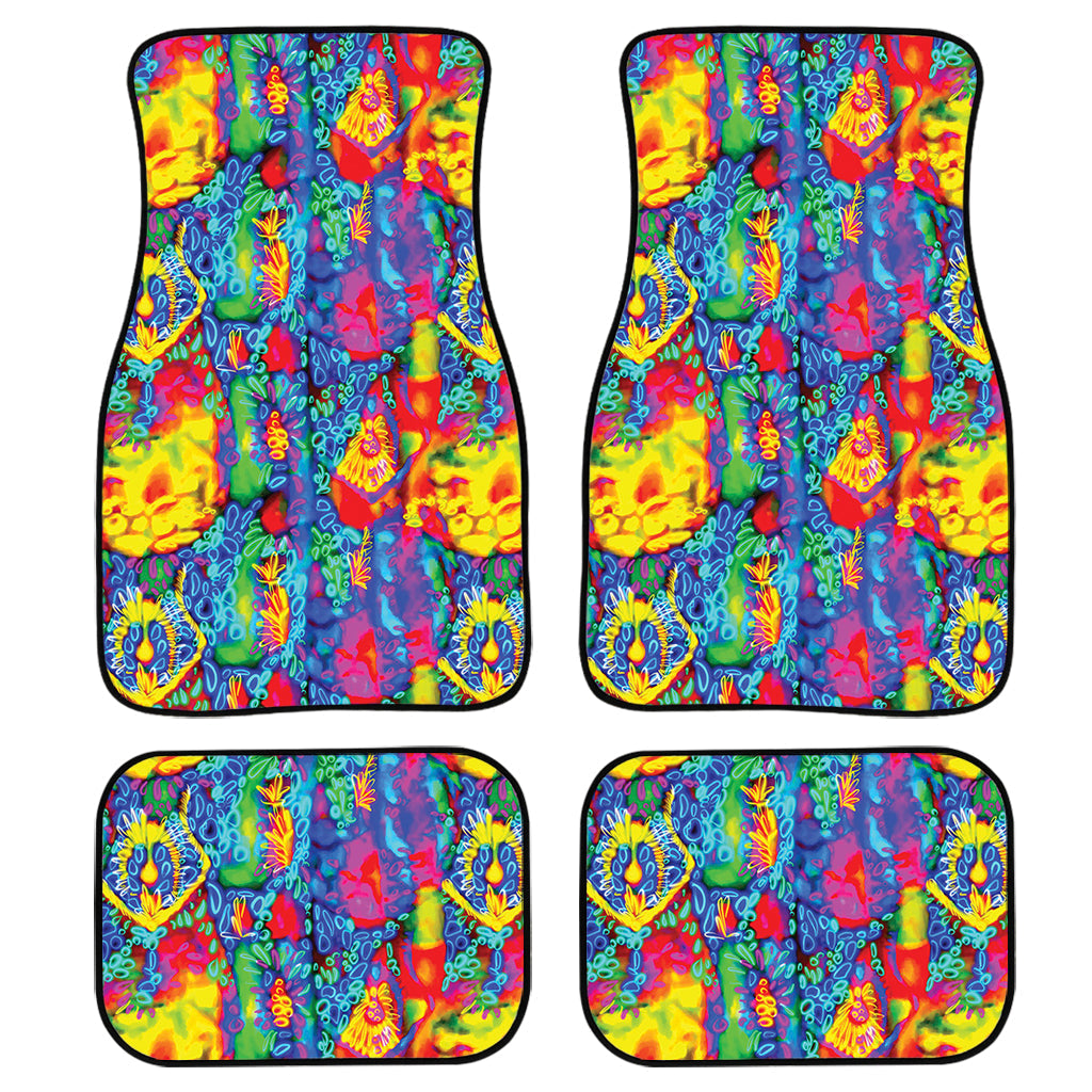 Abstract Psychedelic Print Front And Back Car Floor Mats/ Front Car Mat