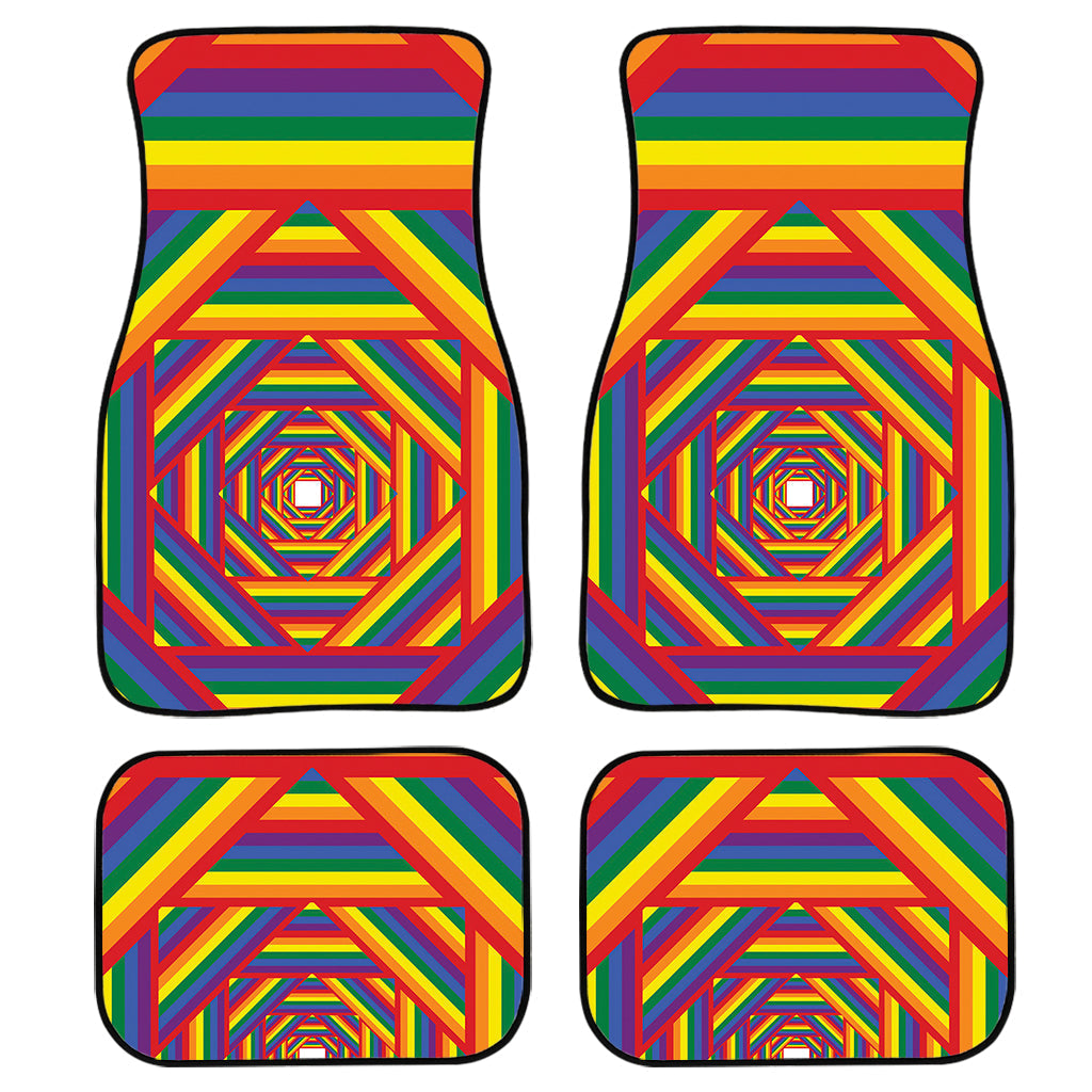 Abstract Rainbow Lgbt Stripes Print Front And Back Car Floor Mats/ Front Car Mat