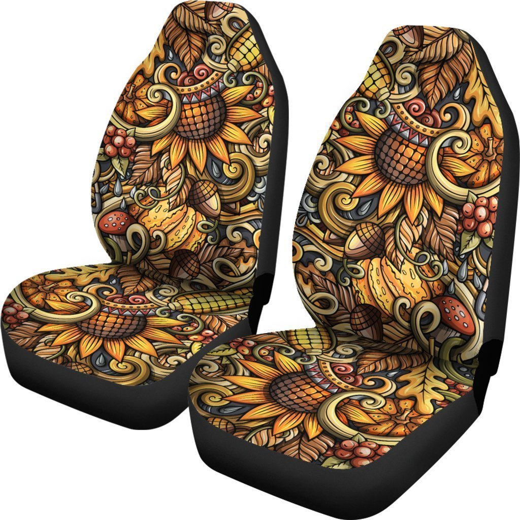 Abstract Sunflower Pattern Print Universal Fit Car Seat Covers/ Best Abstract Front Seat Cover For Auto