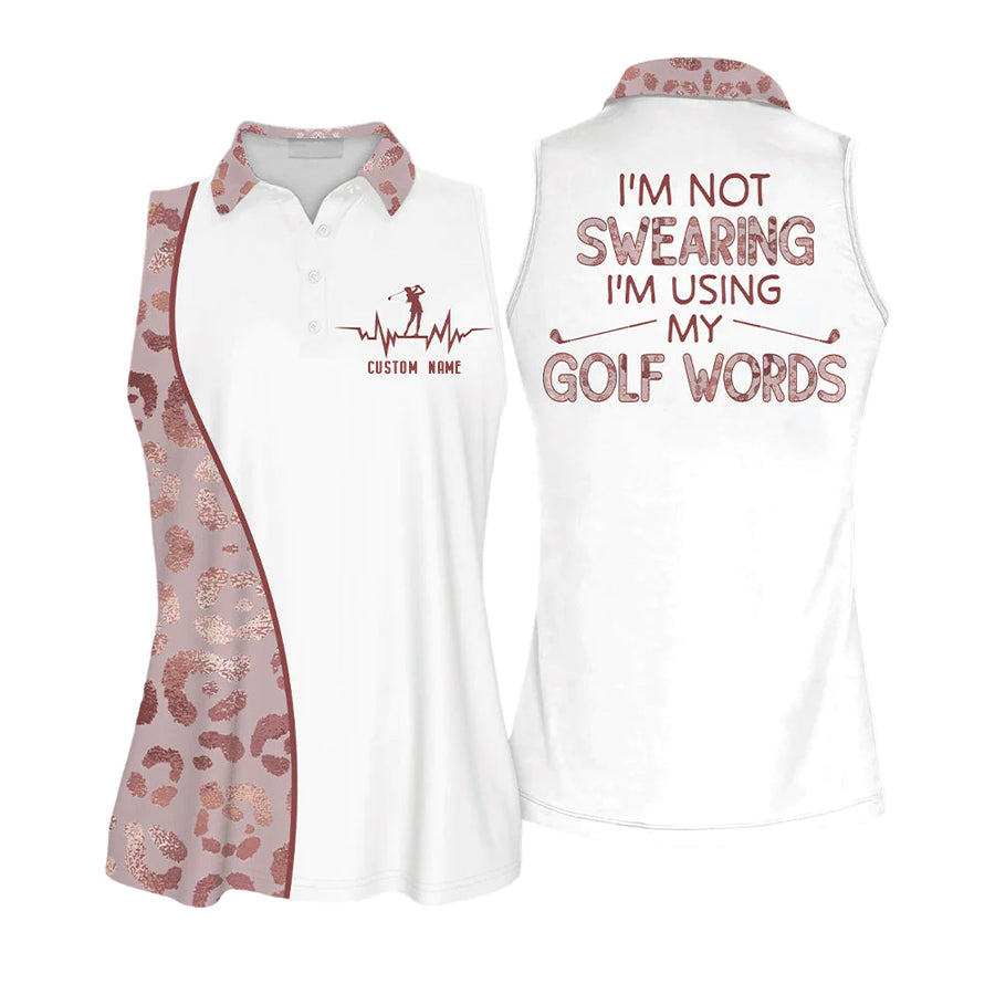 I''m Swearing Golf Leopard Sleeveless Polo Shirt Sleeveless Polo Shirt/ Polo Shirts for Women Sleeveless Summer Sports