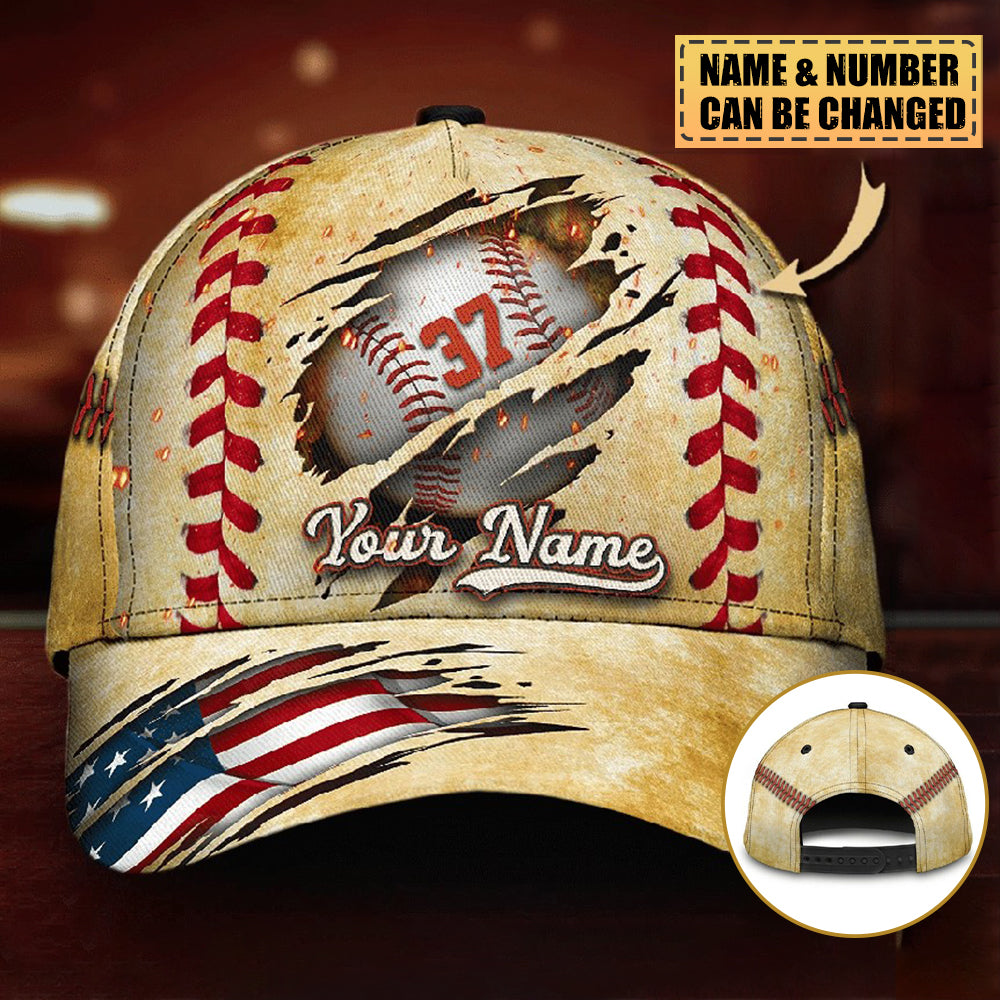 Personalized Custom Crack Baseball Classic Cap/ Baseball Flag USA Cap/ Classic Cap for Baseball Lover