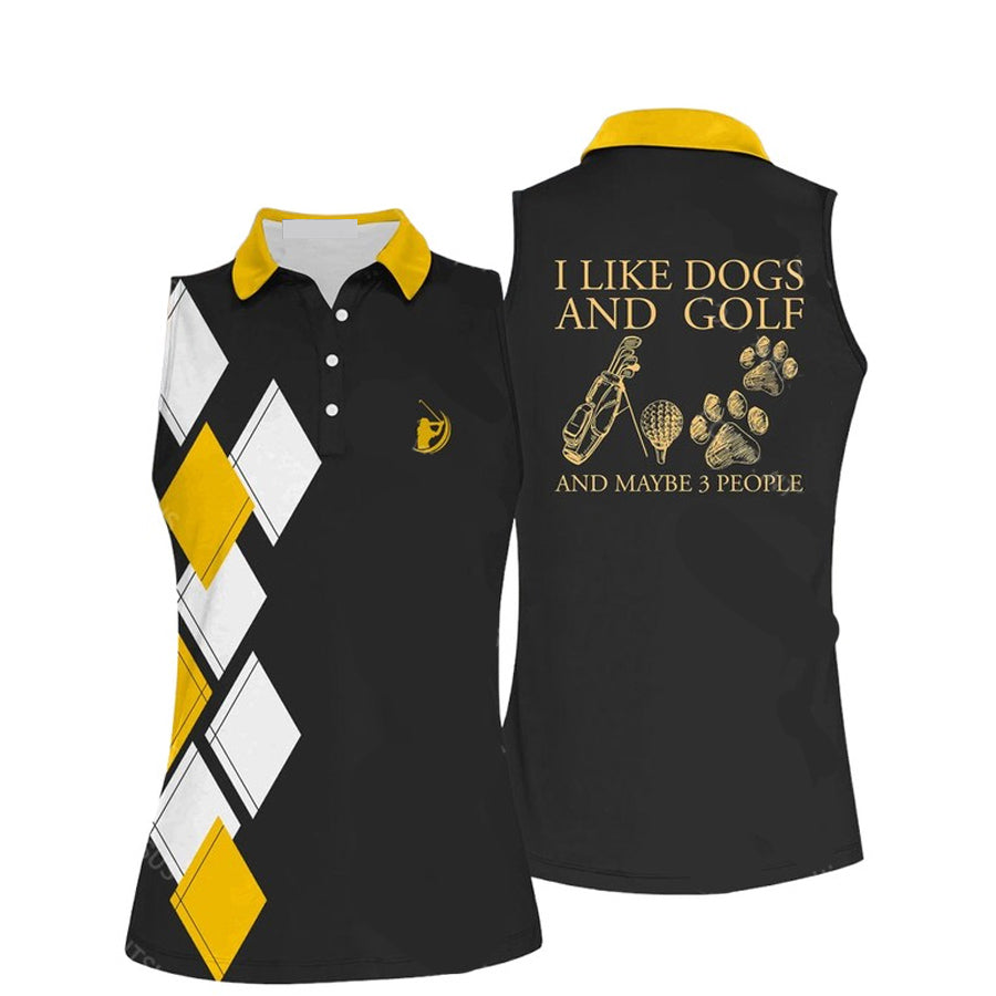 Womens I Like Dogs And Golf Sleeveless Polo Shirt/ Women''s Sleeveless Polo Shirts Quick Dry Golf Tennis Shirt