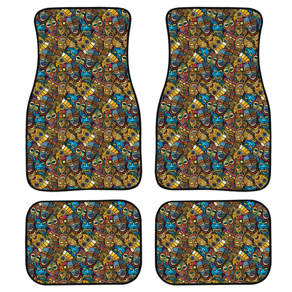 African Totem Masks Pattern Print Front And Back Car Floor Mats/ Front Car Mat