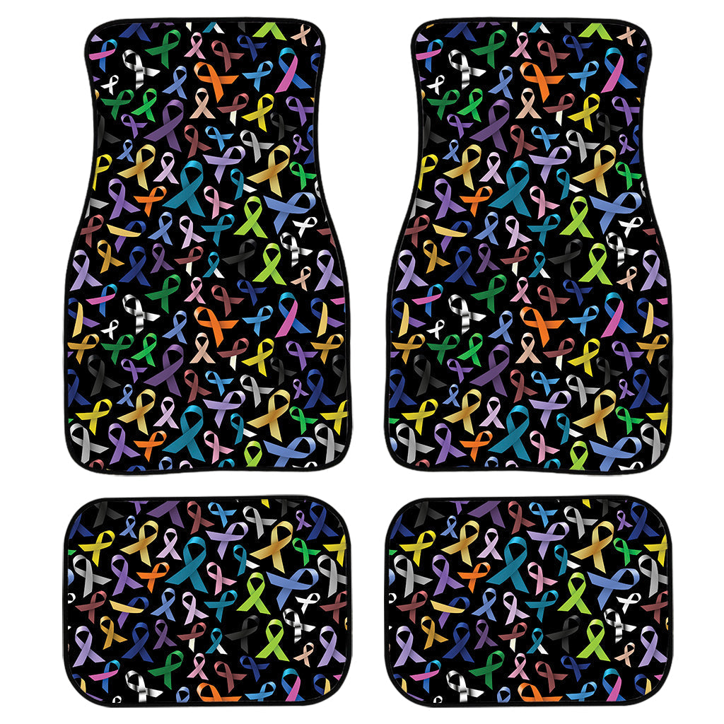 All Cancer Awareness Pattern Print Front And Back Car Floor Mats/ Front Car Mat