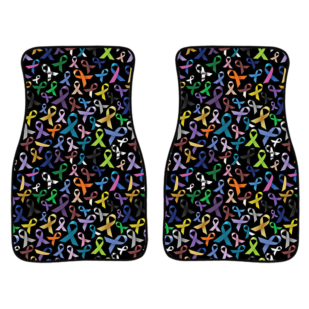 All Cancer Awareness Pattern Print Front And Back Car Floor Mats/ Front Car Mat