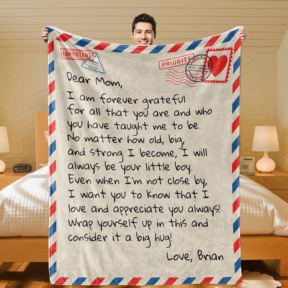 Dear Mom - From Son - Personalized Giant Love Letter Blanket/ Mother''s Day Gift