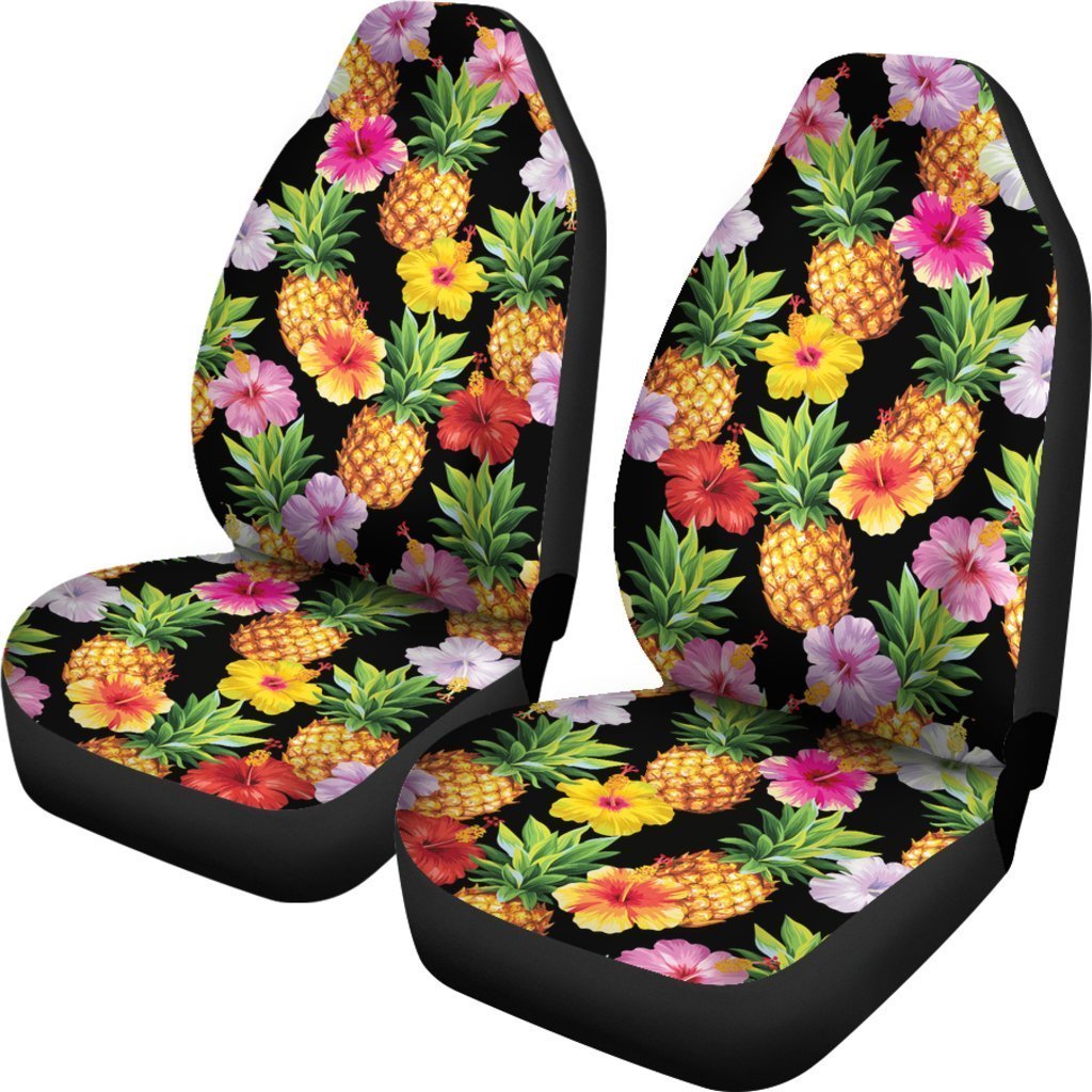 Aloha Hibiscus Pineapple Pattern Print Universal Fit Car Seat Covers/ Summer Car Seat Covers