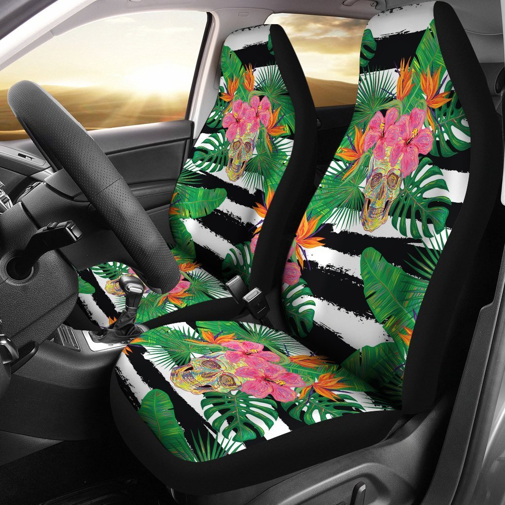 Aloha Skull Striped Pattern Print Universal Fit Car Seat Covers